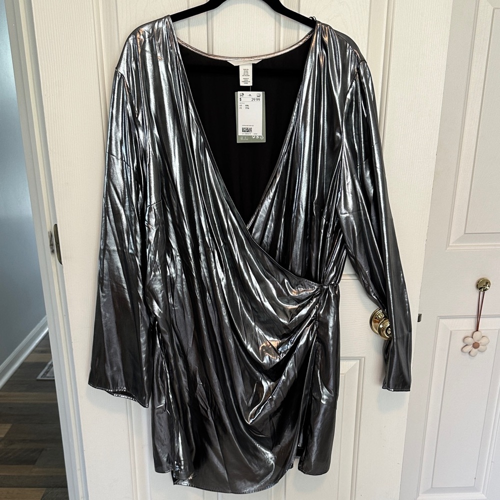 H&M Silver Long Sleeve Dress